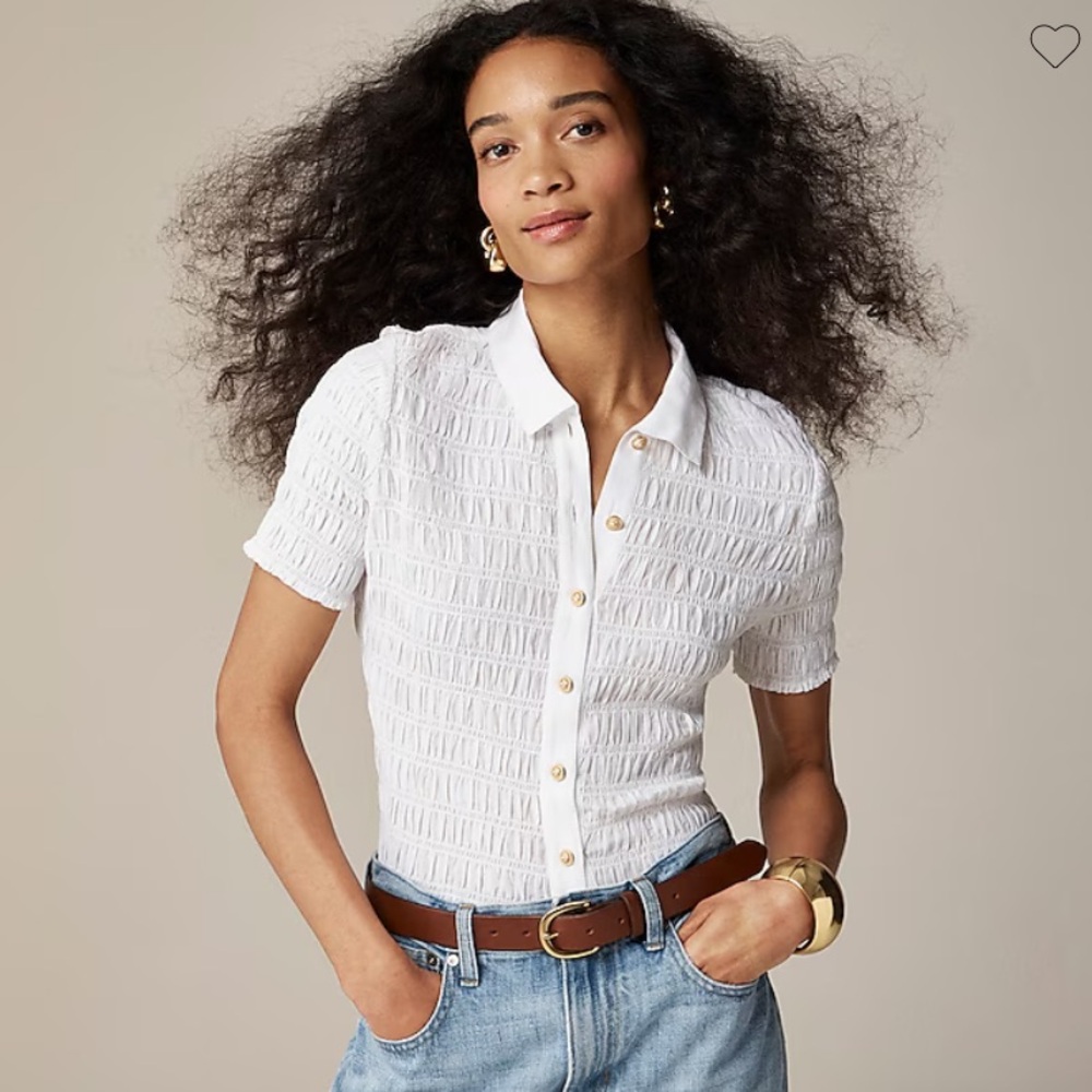 J. Crew White Textured Blouse